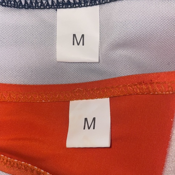 New Orange & Striped Push Up 2 Piece Convertible Bikini Swimsuit Suit Set M - Picture 13 of 15